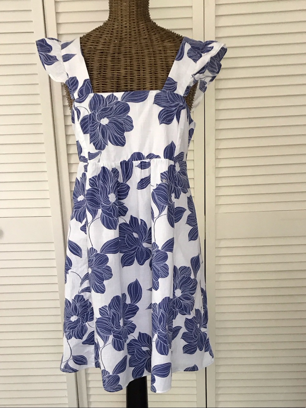 Draper James White Mini Dress with Blue Floral Print